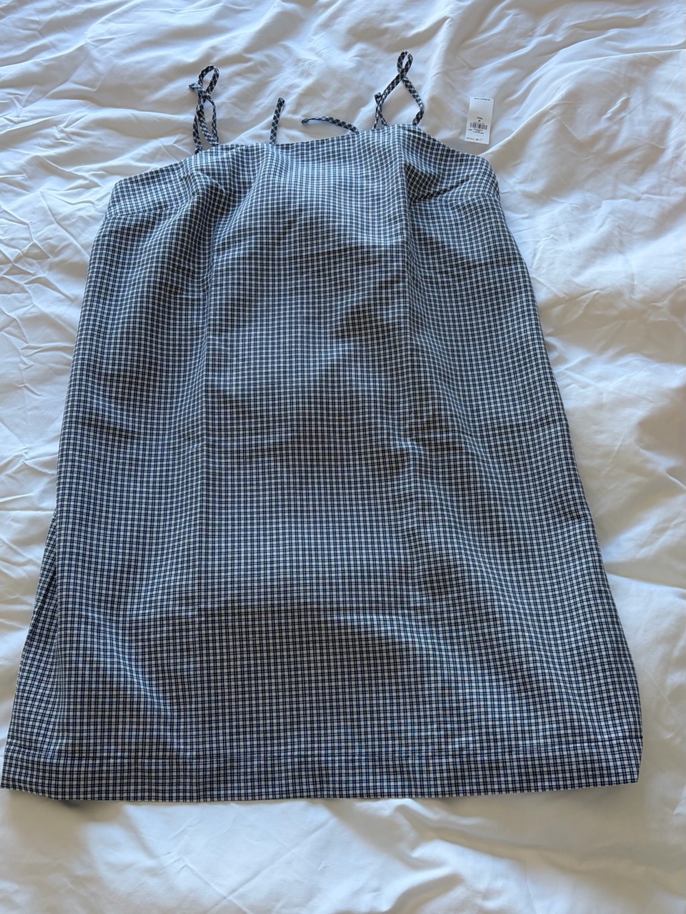Spaghetti Strap Mini Dress in navy Gingham - Picture 4 of 5